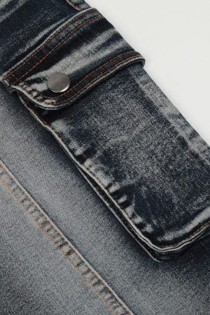 Concert Outfit Washed Distressed Patchwork Jeans