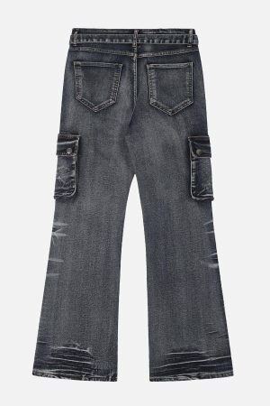 Concert Outfit Washed Distressed Patchwork Jeans