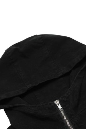 Concert Outfit Washed Distressed Patchwork Work Hooded Jacket