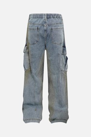 Concert Outfit Washed Distressed Pleated Cargo Jeans