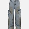 Concert Outfit Washed Distressed Pleated Cargo Jeans