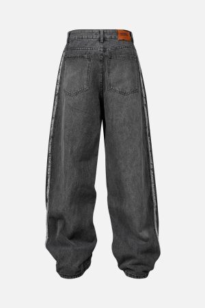 Concert Outfit Washed Distressed Raw Edge Baggy Jeans