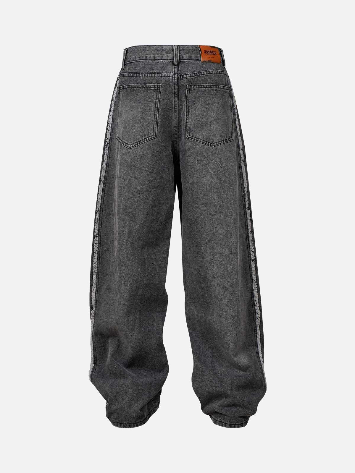 Concert Outfit Washed Distressed Raw Edge Baggy Jeans Concert Outfit Washed Distressed Raw Edge Baggy Jeans