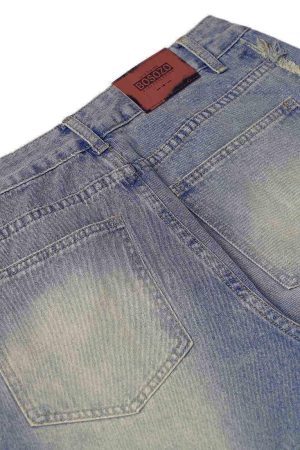 Concert Outfit Washed Distressed Raw Edge Baggy Jeans