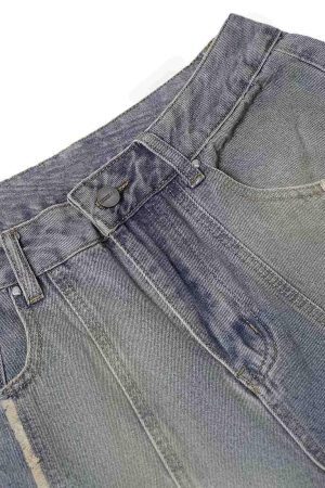 Concert Outfit Washed Distressed Raw Edge Baggy Jeans