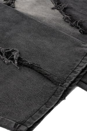 Concert Outfit Washed Distressed Raw Edge Barrel Jeans