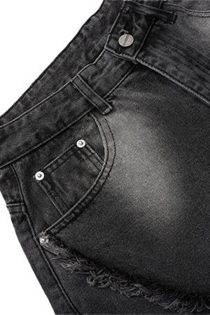 Concert Outfit Washed Distressed Raw Edge Barrel Jeans