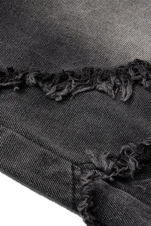 Concert Outfit Washed Distressed Raw Edge Barrel Jeans