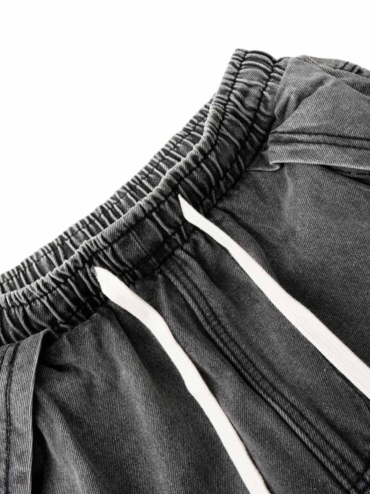 Concert Outfit Washed Distressed Raw Edge Drawstring Jeans Concert Outfit Washed Distressed Raw Edge Drawstring Jeans