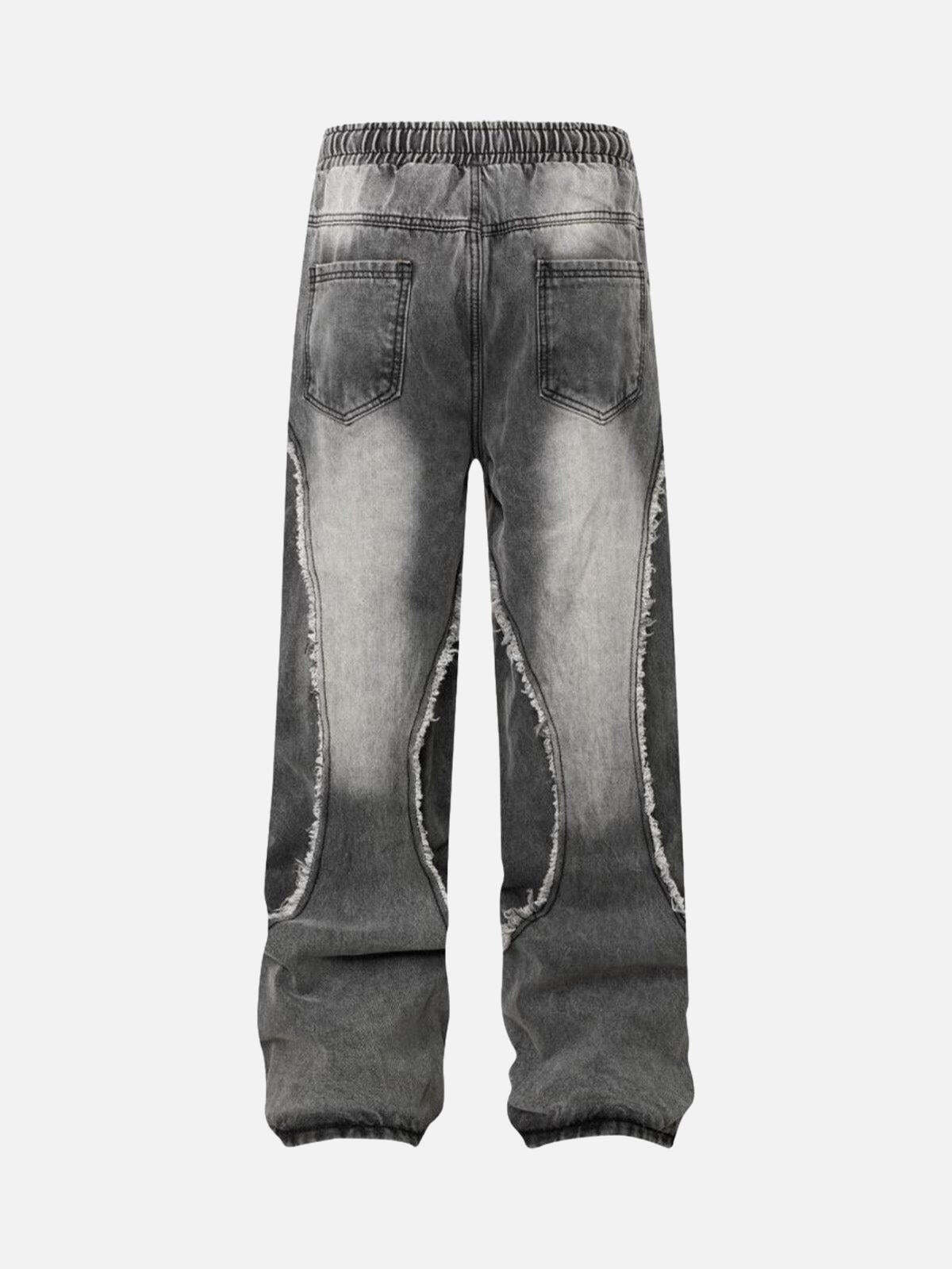 Concert Outfit Washed Distressed Raw Edge Drawstring Jeans Concert Outfit Washed Distressed Raw Edge Drawstring Jeans