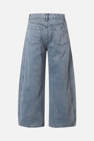 Concert Outfit Washed Distressed Ripped Barrel Jeans