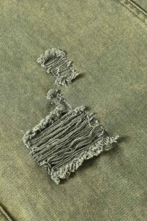 Concert Outfit Washed Distressed Ripped Barrel Jeans