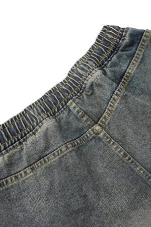 Concert Outfit Washed Distressed Split Drawstring Barrel Jeans