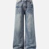 Concert Outfit Washed Distressed Straight Jeans