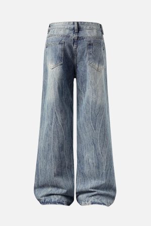 Concert Outfit Washed Distressed Straight Jeans