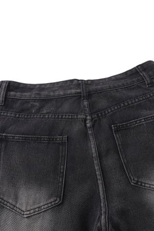 Concert Outfit Washed Distressed Straight Jeans