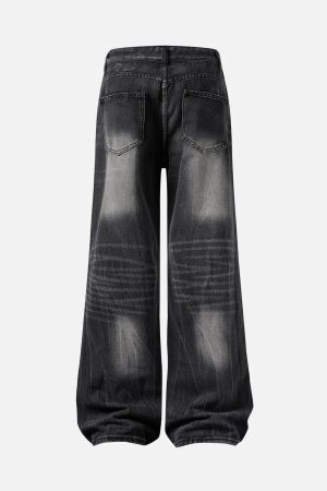 Concert Outfit Washed Distressed Straight Jeans