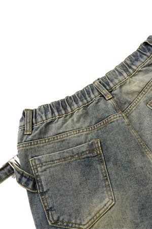 Concert Outfit Washed Distressed Waistband Straight Jeans