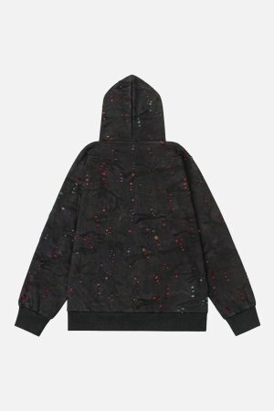 Concert Outfit Washed Distressed Zipper Hooded Jacket