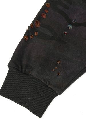 Concert Outfit Washed Distressed Zipper Hooded Jacket