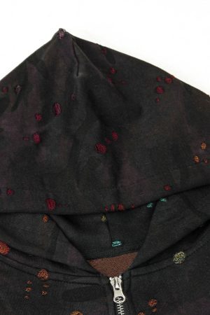 Concert Outfit Washed Distressed Zipper Hooded Jacket