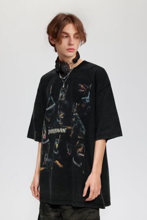 Concert Outfit Washed Doberman Graphic Tee