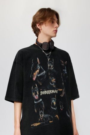 Concert Outfit Washed Doberman Graphic Tee