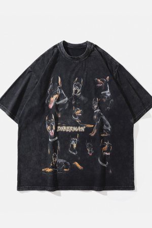 Concert Outfit Washed Doberman Graphic Tee