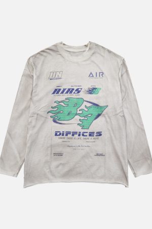 Concert Outfit Washed Edge Long Sleeve T-Shirt