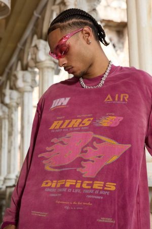 Concert Outfit Washed Edge Long Sleeve T-Shirt