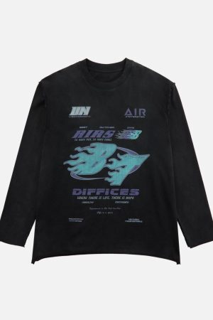Concert Outfit Washed Edge Long Sleeve T-Shirt