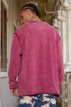 Concert Outfit Washed Edge Long Sleeve T-Shirt