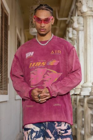 Concert Outfit Washed Edge Long Sleeve T-Shirt