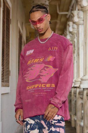 Concert Outfit Washed Edge Long Sleeve T-Shirt