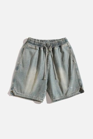 Concert Outfit Washed Embroidery Jorts