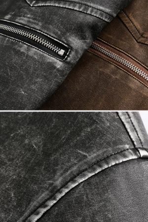 Concert Outfit Washed Faux Leather Jacket