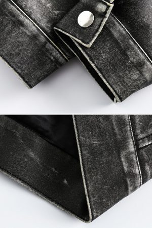 Concert Outfit Washed Faux Leather Jacket