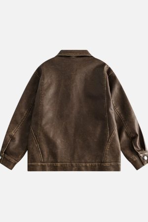 Concert Outfit Washed Faux Leather Jacket