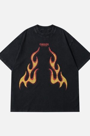 Concert Outfit Washed Flame Print Tee