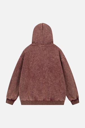 Concert Outfit Washed Flame Printed Fleece Hoodie