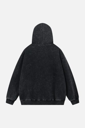 Concert Outfit Washed Flame Printed Fleece Hoodie