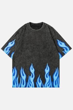 Concert Outfit Washed Flame Printed Tee