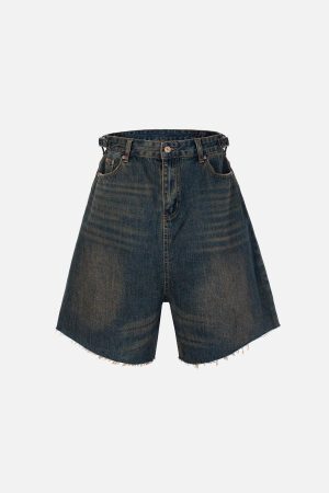 Concert Outfit Washed Fringe Denim Jorts
