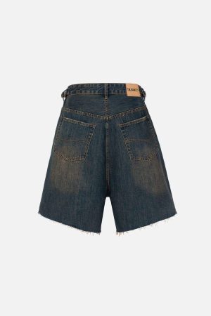 Concert Outfit Washed Fringe Denim Jorts