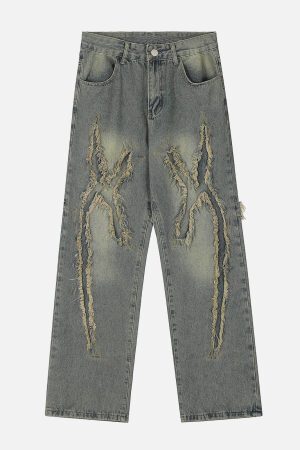Concert Outfit Washed Fringe Jeans