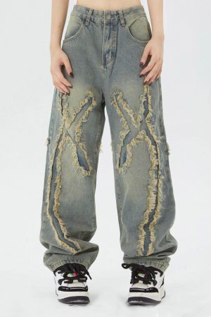 Concert Outfit Washed Fringe Jeans