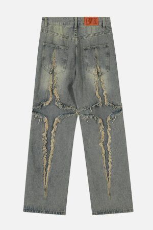 Concert Outfit Washed Fringe Jeans