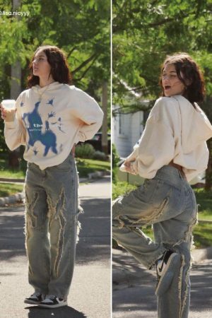 Concert Outfit Washed Fringe Jeans