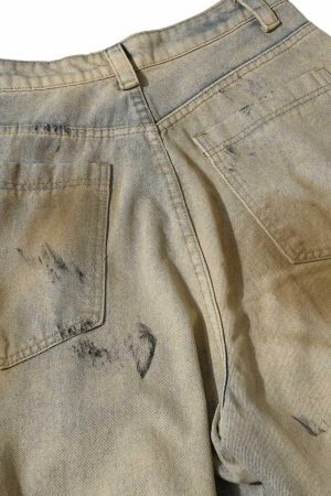 Concert Outfit Washed Graffiti Spray Paint Barrel Jeans