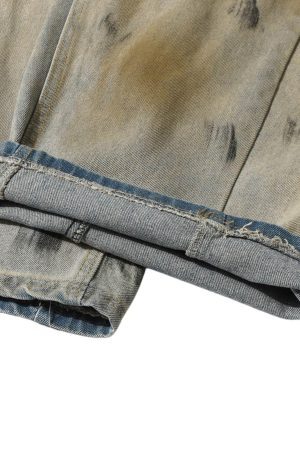 Concert Outfit Washed Graffiti Spray Paint Barrel Jeans